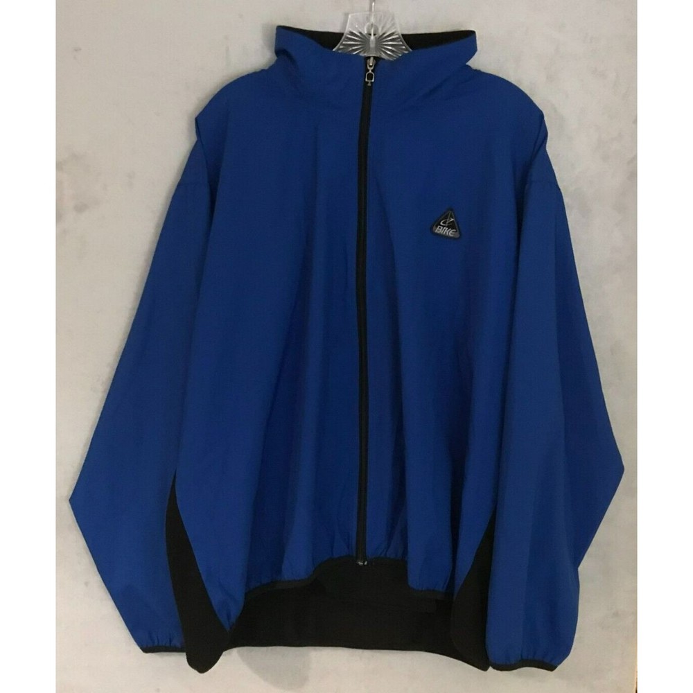 BIKE Performance Full Zip Windbreaker Activewear Jacket Blue/Black Mens Large/XL